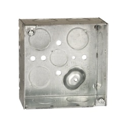 RACO HUB-231 Caja Cuadrada Galvanizada de 4 x 4" / Profundidad 2 1/8 / 11 Entradas de 3/4" y 1 de 1/2".