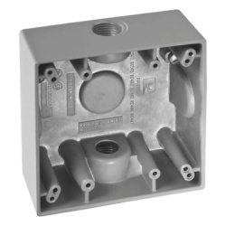 RAWELT RC0482 Caja Cuadra de 1/2" a Prueba de Intemperie/ Cuenta con 2 salidas.