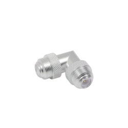RF INDUSTRIES LTD PT-4000-026 Adaptador Universal Macho UNIDAPT a Macho en Angulo Recto. Plata-Oro-Teflon.