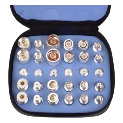 RF INDUSTRIES LTD RFA-4024-WB Kit Universal de Adaptadores UNIDAPT de 30 piezas en Bronze Blanco con estuche esponja y ziper.