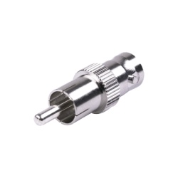 RF INDUSTRIES LTD RFB-1140 Adaptador de BNC Hembra a RCA Macho en 50 Ohm para Fono uso en Aplicaciones de Audio-Video Niquel/ Plata/ Delrin.