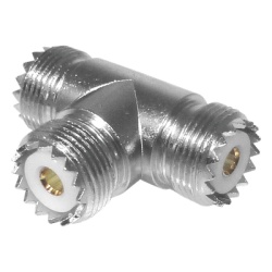 RF INDUSTRIES LTD RFU-534 Adaptador en forma T de Conector UHF Hembra (SO-239) a Doble Conector UHF Hembra Niquel/ Plata/ Delrin.
