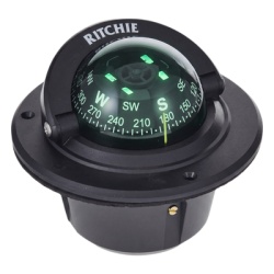 RITCHIE F-50 Brujula de Navegacion Maritima Ritchie F-50 / Montaje Flush / Dial 2 3/4" (70 mm) / Iluminacion Nocturna Verde / DirectiveForce Magnets / Construccion Compuesta Alta Temperatura / 100% Re