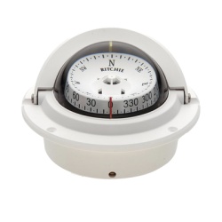 RITCHIE F-83W Brujula de Navegacion Maritima Serie Voyager / Montaje Empotrado / 3" (76 mm) / Compensadores Integrados / Iluminacion Nocturna NiteVu / Iman DirectiveForce / Montaje Facil / 100% Repara
