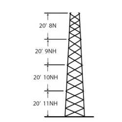 ROHN SSV-24M-118 Torre especial Autosoportada Robusta de 24 m. Linea SSV HEAVY DUTY (Sec. 8 - 11)