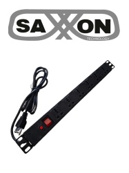 SAXXON SXN0420019 SAXXON SXPDU6U- Barra PDU con 6 Contactos Individuales 15 Amp 120V 1UR Proteccion contra rayos Aleacion de Aluminio