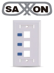 SAXXON TCE441024 SAXXON A1753E - Placa de pared / Vertical / 3 Puertos tipo keystone / Color blanco / Con etiquetas