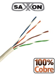 SAXXON TVD119130 SAXXON OUTP5ECOP100BC - Bobina de Cable UTP Cat5e 100% Cobre/ 100 Metros/ Color Blanco/ Uso Interior/ 4 Pares/ Soporta Pruebas de Rendimiento/ Ideal para Cableado de Redes y Video/