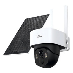 SMARTHOME BY EPCOM SCAM2PTP4G Camara de Bateria PT 4mp| 4G| Vision Nocturna a color| Audio Bidireccional| Autoseguimiento Inteligente| Grabacion Continua | Incluye Panel Solar de 5W