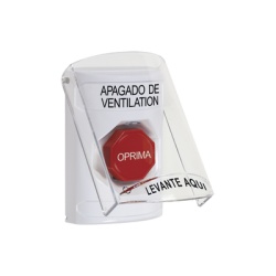 STI SS2-329-HV-ES Boton de Apagado de Ventilacion Texto en Espanol Tapa Protectora de Policarbonato Super Resistente Girar para restablecer