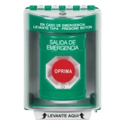 STI SS2181EX-ES Boton de Salida de Emergencia Cubierta de Policarbonato Super Resistente de Superficie con Espaciador Activacion de Accion Mantenida Con Bocina de Advertencia