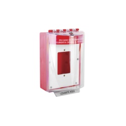 STI STI-13510FR-ES Cubierta Universal De Policarbonato Con Espaciador y Placa De Montaje Interna Texto De Incendio En Espanol Interior/Exterior Serie Universal StopperÂ®