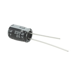 Syscom CE220/25V Capacitor Electrolitico de Aluminio Radial de 220 ÂµFd 25 Vcc 105 Â°C 8 x 11 mm .