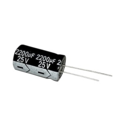 Syscom CE2200/25V Capacitor Electrolitico en Aluminio Radial de 2200 ÂµFd 25 Vcc 105 Â°C 13 x 25 mm.