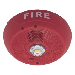 SYSTEM SENSOR PC2RLED Sirena con estrobo LED de 2 hilos para techo 24 Vcd candela seleccionable hasta 177 cd puntos de prueba DVM color rojo