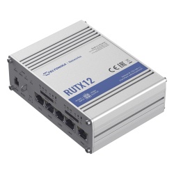 Teltonika RUTX12 Router Industrial Dual LTE Cat 6 / 600 Mbps / 5 Puertos Gigabit / WiFi 5 / Doble SIM / GNSS / PoE / -40°C a 75°C
