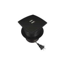 THORSMAN USB-MULTYB Caja Cuadrada Multy USB con 2 Puertos USB y Cable de Corriente Color Negro