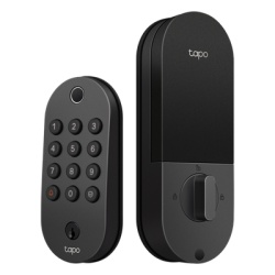 TP-LINK TAPO-DL105 Cerradura Inteligente Wi-Fi / Deadbolt / 6 Metodos Desbloqueo / Reconocimiento Huella <0.5s / 100 Huellas + 200 PINs / BHMA Grado 3 / IP54 Exterior / Bateria 7800 mAh / Alexa-Google
