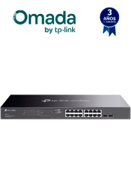 TP-LINK TPL3720044 TP-LINK TL-SG2218P - Switch inteligente de 16 puertos POE Gigabit JetStram 2 puertos SFP POE 802.3at/af 150W totales Gestion centralizada con OMADA soporta QoS L2/L3/L4 y