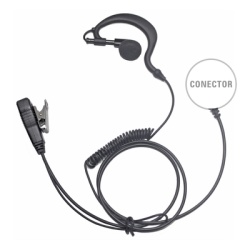 TX-110N-M02 Micrófono-Audífono Profesional / Gancho Ajustable Tipo G / PTT de Solapa / Cable con Resorte / Compatible Motorola HT/GP Series