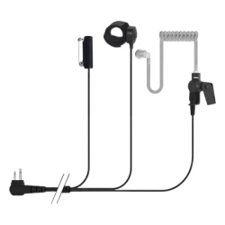 TX885SM01 Micrófono-Audífono Profesional / 3 Cables / Tubo Acústico Transparente / PTT para Dedo / Conector 2 Pines