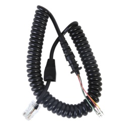 TXM272 Cable de Micrófono Espiral / Conector 8P8C6 / Longitud 280 mm / Diámetro 4.5 mm / Temperatura -20~105°C / PP-PU Negro