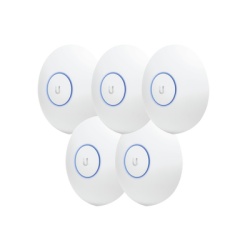 UBIQUITI UAP-AC-LR-5 Paquete de 5 Access Point UniFi de largo alcance Doble banda 802.11ac MIMO2X2 para interior PoE 802.3af soporta 250 clientes hasta 867 Mbps Los equipos no incluyen poe se sugiere