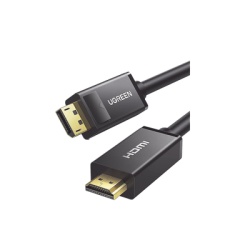 UGREEN 10204 Cable DP Macho a HDMI Macho | Longitud 5 Metros (16.40 Pies) | Soporta 4K@30Hz | Soporta 3D | Cobre EstaNado 28AWG | Blindaje Interno MUltiple | TransmisiOn Unidireccional | BotOn de Libe