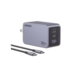 UGREEN 25873 Cargador de 100W serie Nexode Pro | 3 Puertos de Carga Rapida | 2 USB-C | 1 USB-A | Tecnologia GaNInfinity | PD3.1 de 100W / QC4.0 | Tecnologia de Proteccion Termica | Optimiza la Carga |