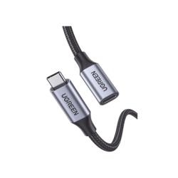 UGREEN 30205 Cable USB-C Macho a USB-C Hembra | 1metro | USB-C 3.1 Gen 2 | Compatible con Thunderbolt 3 | Carcasa de Aluminio | Nylon Trenzado | Transferencia de Datos 10 Gbps | Soporta hasta 100W par