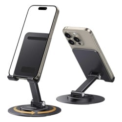 UGREEN 35152 Soporte para Telefono Celular Giratorio | 360° de Rotacion | Angulo Ajustable | Altura Ajustable 17-20cm | Antideslizante | Ejes Giratorios de Alta Precision| Plegable | Aluminio | Color - Img 2