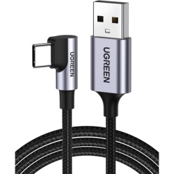 UGREEN 50942 Cable USB-A a USB-C | 2 Metros (6.56 Pies) | Conector con Angulo Recto de 90Â° | Carga Rapida de hasta 60W | 480 Mbps | PD3.0 | QC /3.0/2.0 | FPC | AFC | Proteccion Integrada | Caja de Al