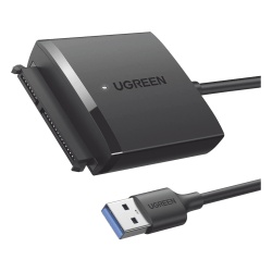 UGREEN 60561 Adaptador USB 3.0 a SATA III | Compatible con Disco Duro HDD y SSD de 2.5" y 3.5" de hasta 12 TB | Velocidad USB 3.0 de hasta 5 Gbps | Alta Velocidad con UASP & TRIM | Cable de 50 cm.