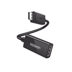 UGREEN 70694 Convertidor DisplayPort a HDMI 4K@60Hz | 3D | HDR | Blindaje Interno | Boton Liberador | Largo 25 cm (9.84 Pulgadas) | Carcasa de ABS | Plug & Play.