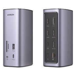 UGREEN 90325 HUB USB-C (Docking Revodok Pro) 12 en 1 | 2 USB-A 3.0 | 1 USB-C PD Carga 100W | 1 USB-A 3.1 | 1 USB-C 3.1 | HDMI 4K | HDMI 8K Ultra HD | Display Port 4K | RJ45 (Gigabit) | Lector Tarjeta