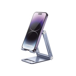 UGREEN 90461 Soporte para Telefono Celular de Aluminio / Angulo Ajustable / Amplia Compatibilidad con dispositivos de 4.7 a 7.9 / Antideslizante / Antiaranazos / Plegable / Color Azul