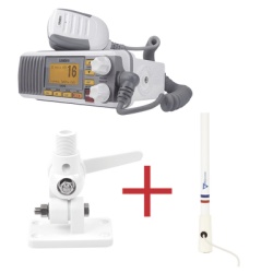 UNIDEN UM385/KIT5206 Kit de radio UM385 | mas antena marina de fibra de vidrio TX-5206-SYS y soporte para antena 4186