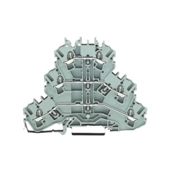 WAGO 2002-3201 Borna de Paso Triple / 3 Niveles L/L/L / 6 Puntos Conexion / Push-in CAGE CLAMPÂ® / 2.5 mmÂ² / 24 A / 500 V / Aplicaciones Ex e II / Carril DIN 35x15 y 35x7.5