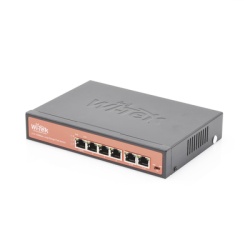 WI-TEK WI-PS205 Switch PoE No administrable / PoE de Largo Alcance Hasta 250m / 4 Puertos PoE 10/100Mbps (Puerto 1 Hasta 60W Puertos 2 3 y 4 Hasta 30W) + 2 Puertos 10/100Mbps Uplink / Presupuesto 65 W