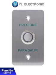 YLI 4750002 YLI PBK814BLED - Boton de Salida Mecanico Indicador LED (Azul) Acero Inoxidable 12 VCC Funcion NC/NO