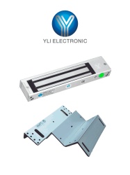 YLI ELECTRONIC YLE0850027 YLI YM500NLEDPACK - Paquete de Cerradura Magnetica con Indicador LED y Soporte MBK500NZL Control de Acceso para Interiores 500 kg (1200 lb) de Fuerza Doble Voltaje 12V/24V