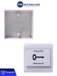 YLI YLI0760003 YLI PBK812PAK - Paquete con Boton de Salida Mecanico y Caja de Montaje Plastica para Instalacion Segura