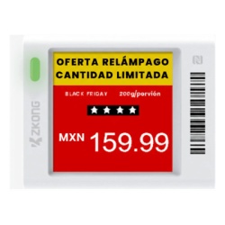 ZKONG ZKC15V Etiqueta Electronica de Estanteria ESL 1.5" / Pantalla EPD Grafica Matriz de Puntos 152x152 pixeles / 4 Colores (Negro Blanco Rojo Amarillo) / BLE 5.0 con Encriptacion AES-128 / Autonomia