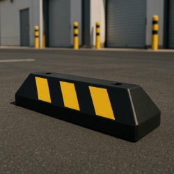 AccessPRO AC55TV-2 Tope D/ Estacionamiento Vehicular / Hule Reciclado / 55cm / Color Negro con Franjas Amarillas / Resistente y Antideslizante.