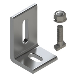 BASEL N00002 Herraje en L / L Foot / Fijacion al Suelo / Aluminio Serie 6000 / Acero Inoxidable / Compatible con N Rail 4.72 / Techos Planos e Inclinados