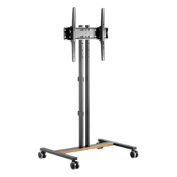 BRATECK FS47-44T-01W Soporte Movil para Pantalla | Compatibilidad VESA 200x200 hasta 600x400 / Ruedas con Frenos / Ajuste de Altura y Angulo / Soporte para TV de hasta 55 Pulgadas / Capacidad de Peso