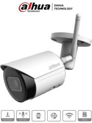 DAHUA DHT0030071 DAHUA IPC-HFW1430DS-SAW - Camara IP Bullet Wifi de 4 Megapixeles/ Lente de 2.8mm/ 90 Grados de Apertura/ H.265/ IR de 30 Metros/ Microfono Integrado/ Ranura para MicroSD/ Metalica/ IP