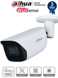 DAHUA DHT0030114 DAHUA IPC-HFW3441E-S-S2 - Camara IP Bullet de 4 Megapixeles con IA/ WizSense/ Lente de 2.8mm/ 107 Grados de Apertura/ Microfono Integrado/ IR de 50 Metros/ SMD 4.0/ Quick Pick/ AI SSA
