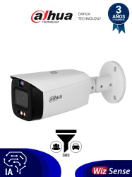 DAHUA DHT0030143 DAHUA DH-IPC-HFW3449T1-ZAS-PV - Camara IP Bullet de 4 MP /WizSense/ Lente Varifocal/ TIOC 2.01/ disuasion activa de luz dual inteligente/ IR 50 m/Luz calida 40 m/ SMD 4.0/ Disuasion A