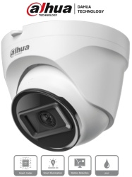 DAHUA DHT0040122 DAHUA IPC-T1E20 -Camara IP Domo de 2 MP lente de 2.8 mm y 99 de vision. Alcance IR de 30 m proteccion IP67 y alimentacion PoE. Funciones avanzadas: DWDR 3D NR HLC BLC y compresio